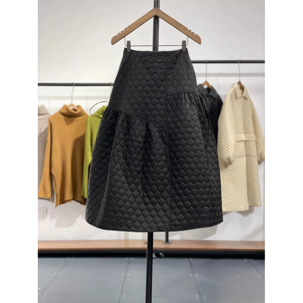 Womens A Line Midi Skirt High Waist Cotton