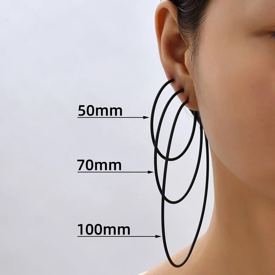 Oversized Black Hoop Earrings