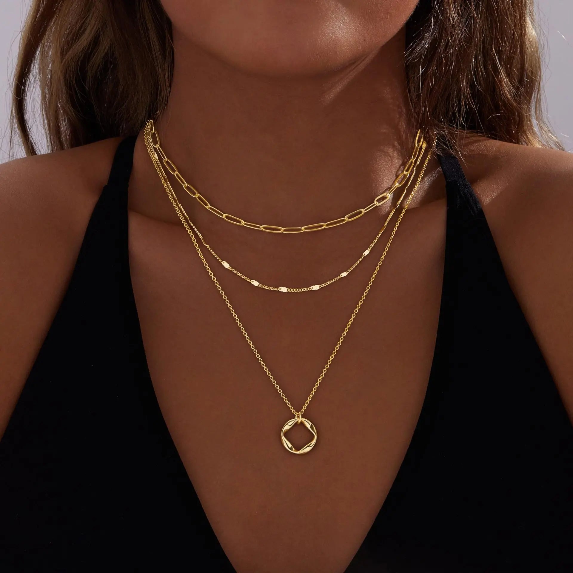 Layered Gold Choker Necklace