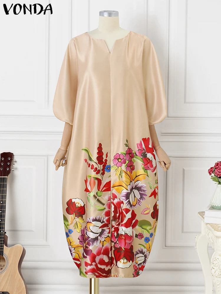 Bohemian Maxi Long Dress Women Satin Silk