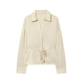 Womens Elegant Blouse With Tie Satin Lapel