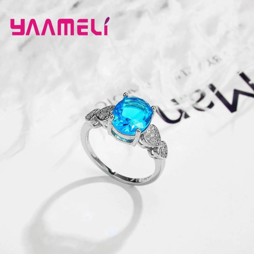 Blue Sterling Silver Ring