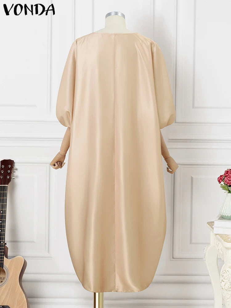 Bohemian Maxi Long Dress Women Satin Silk