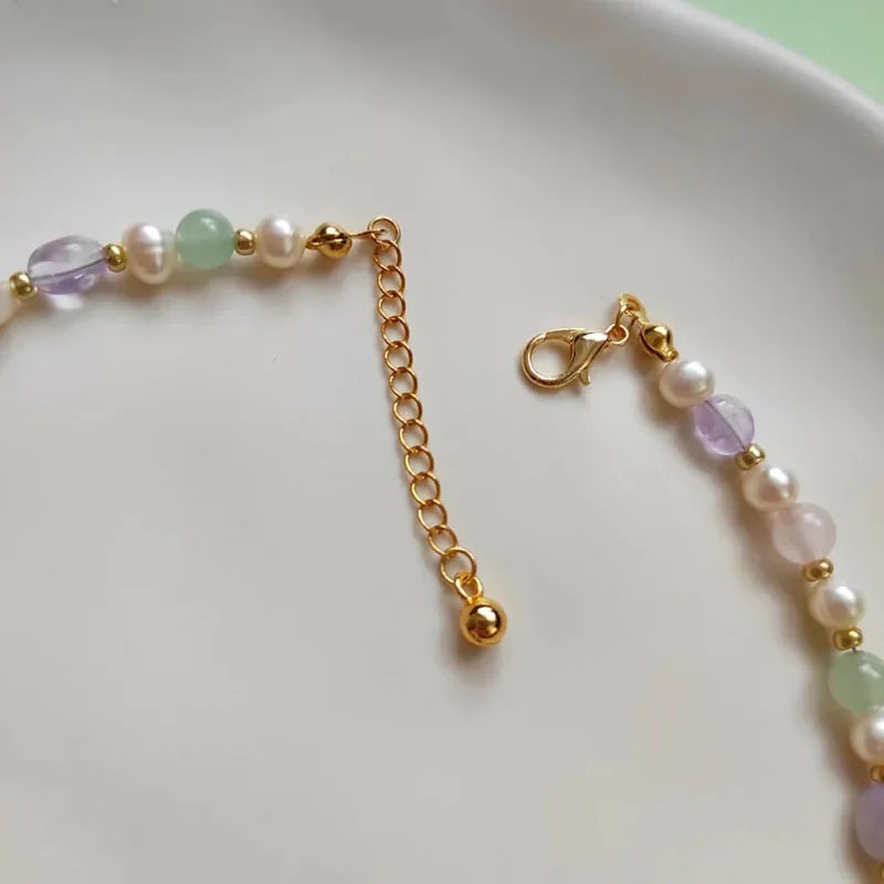 Gemstone Pearl Beaded Choker