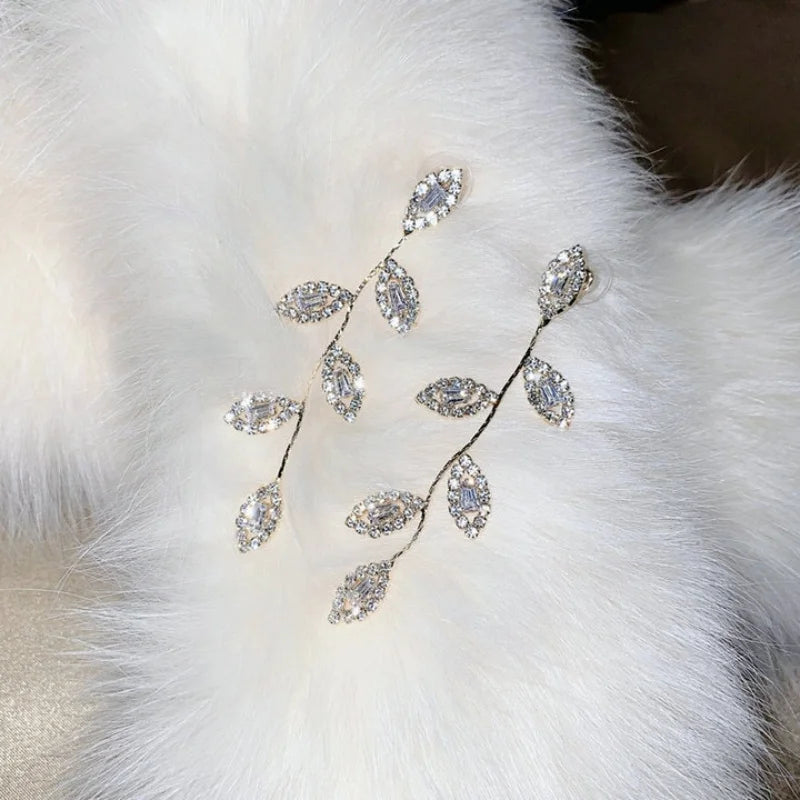 Crystal Leaf Dangle Earrings
