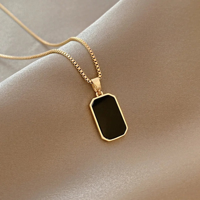 Gold Enamel Pendant Necklace