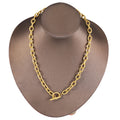 18K Gold Plated Chunky Necklace for Women Titanium Clasp