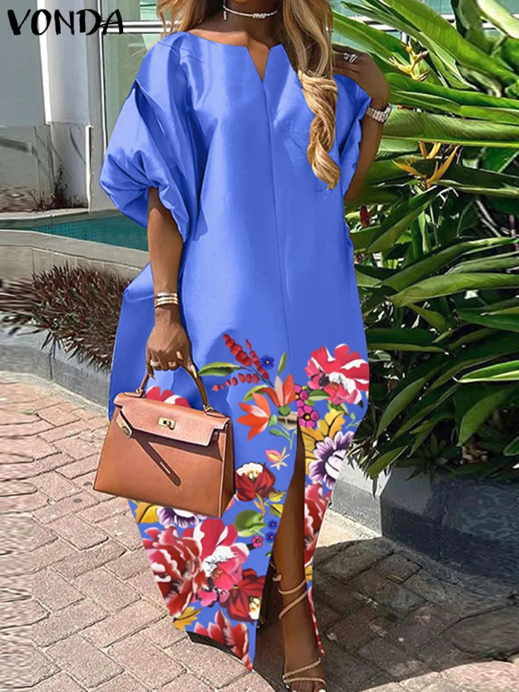 Bohemian Maxi Long Dress Women Satin Silk
