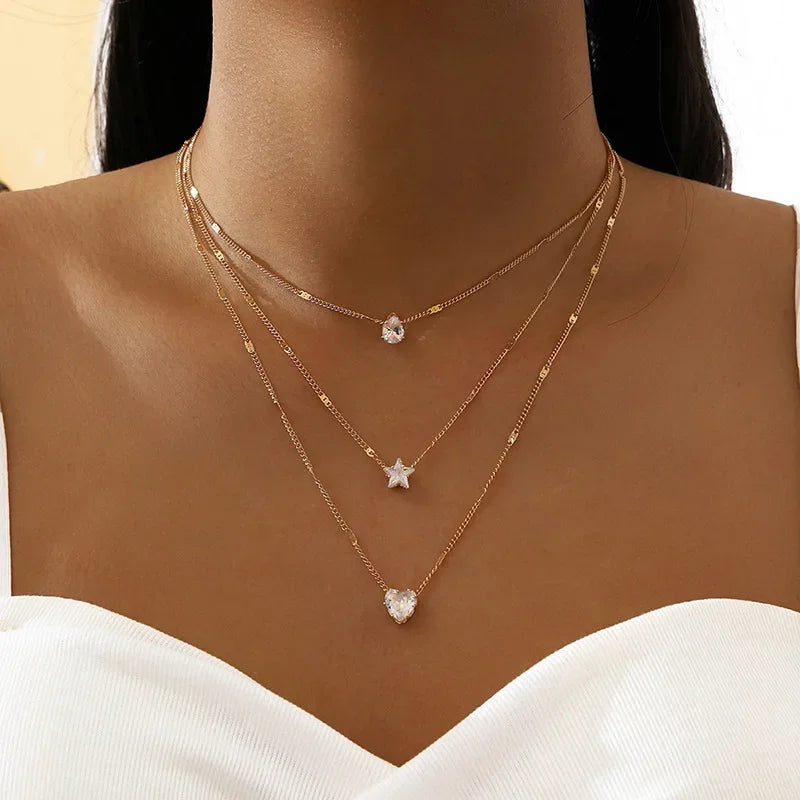 Layered Heart Pendant Necklace