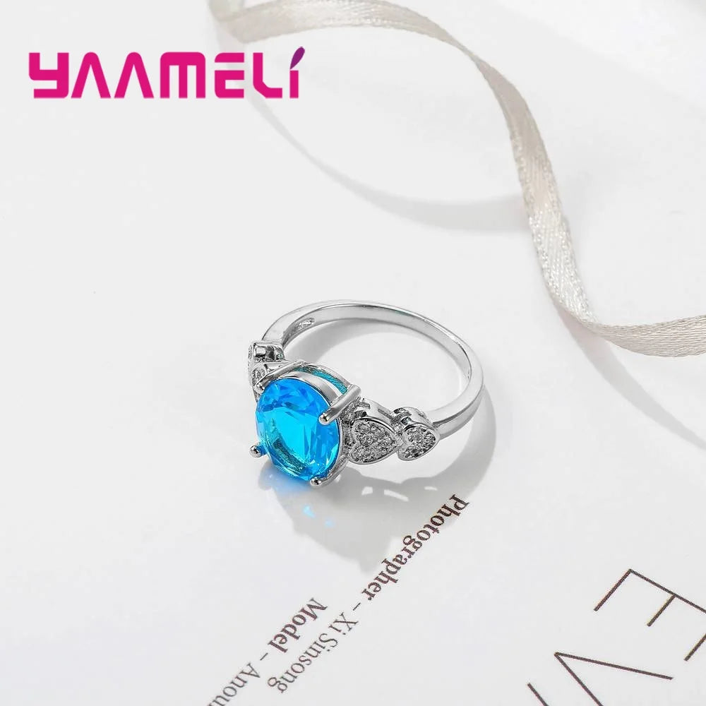 Blue Sterling Silver Ring