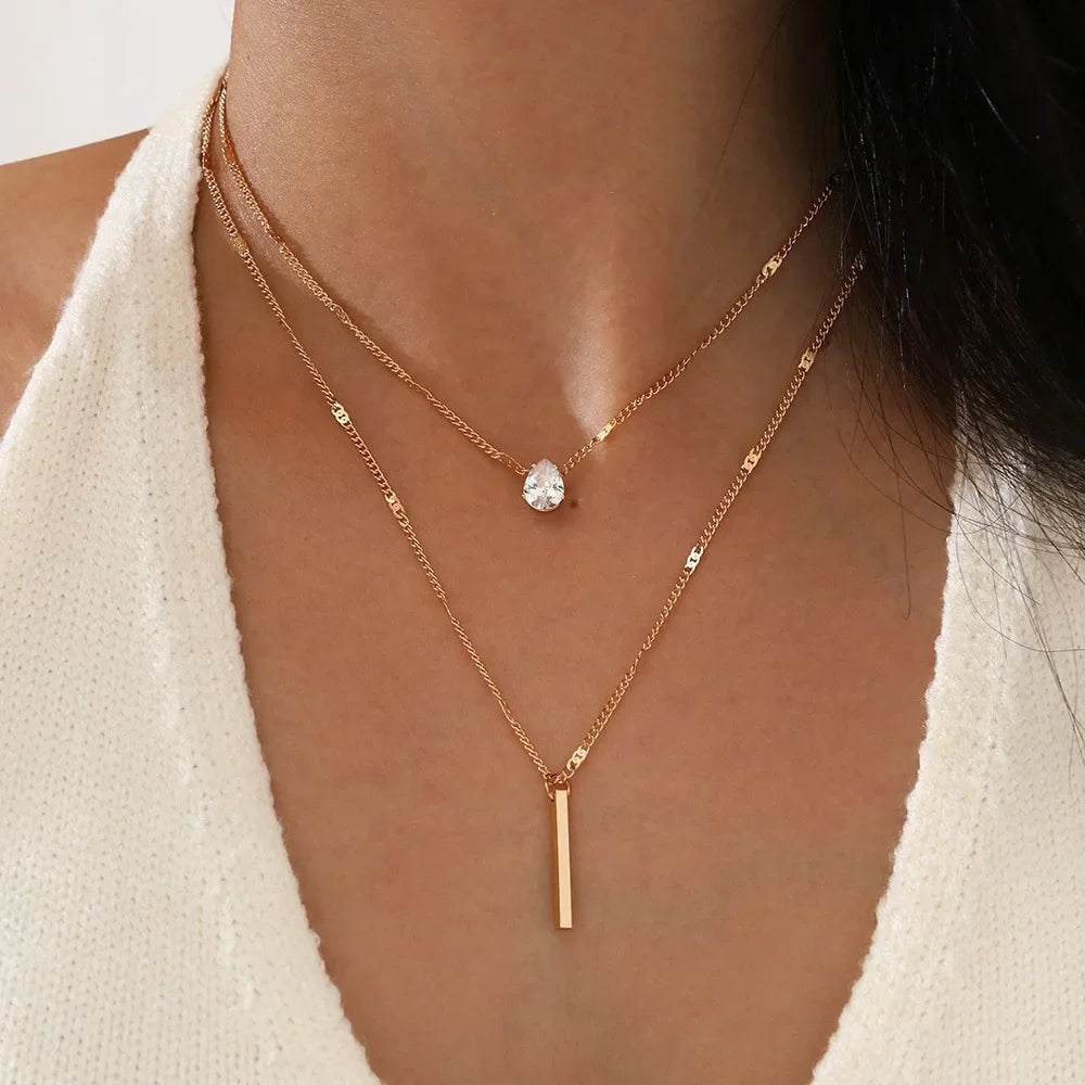 Layered Heart Pendant Necklace