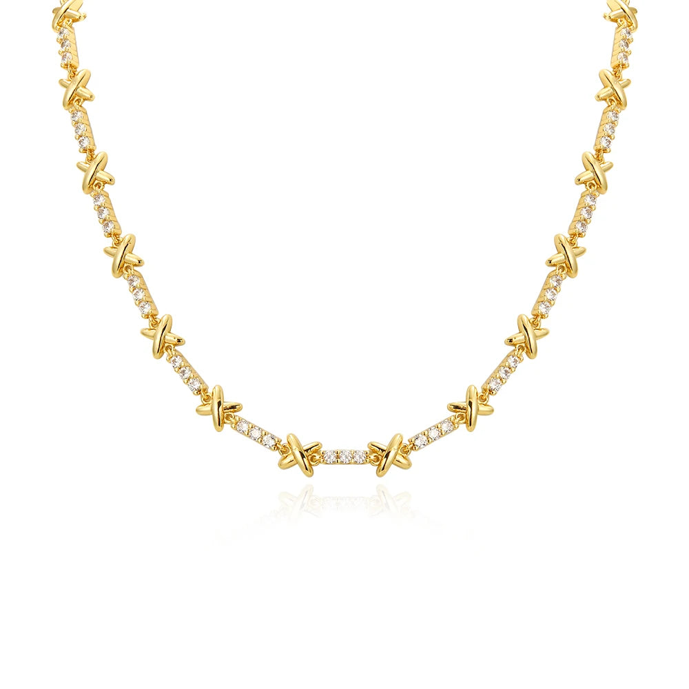 Chunky Cross Choker Necklace For Women Gold Color