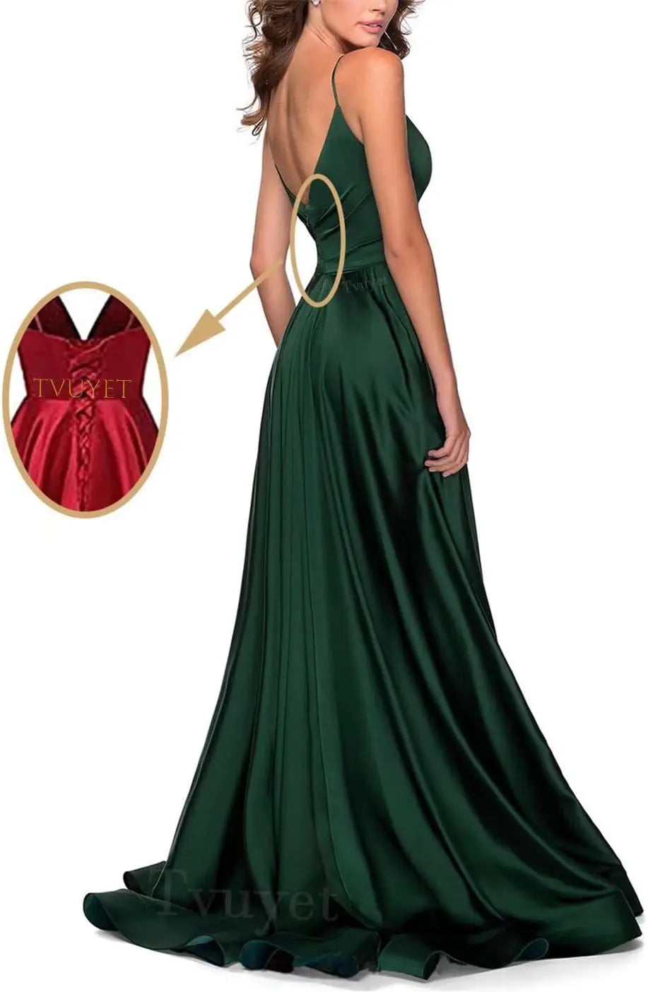 Satin Bridesmaid Dress Pleated A Line Long Suspender
